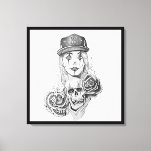 Chicano Art Canvas Art Print Black & White