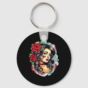 Chicano Chicana La Raza Barrio Tattoo Art Death  Keychain