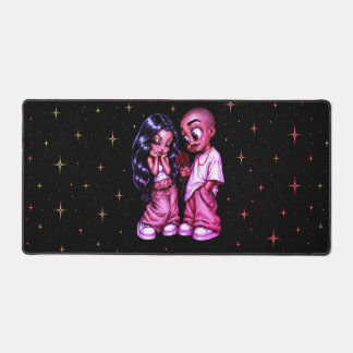 Chicano Love Couple Red Rose Gold Stars Phone Case Desk Mat