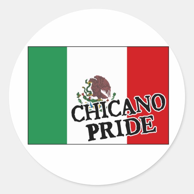 Chicano Pride Mexican Flag Classic Round Sticker (Front)