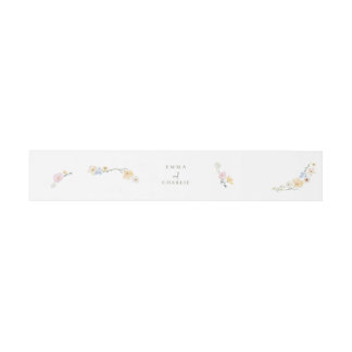 Chich Pastel flowers Wedding Invitation Belly Band