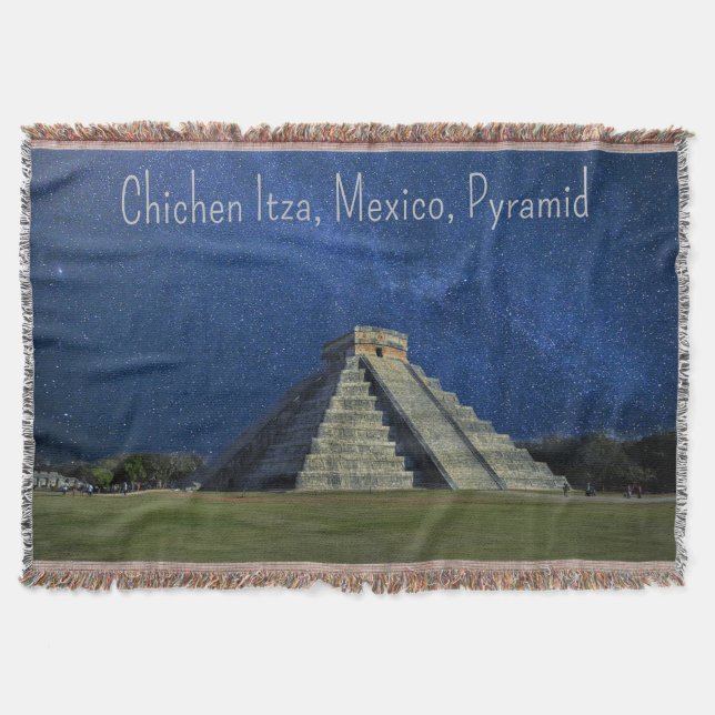Chichen Itza, Mexico, pyramid Throw Blanket (Front)