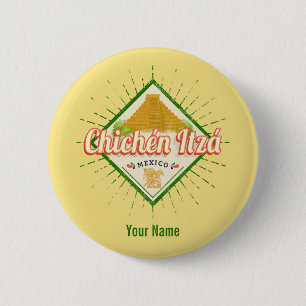 Chichen Itza Mexico Retro Mayan Vintage Yucatan 2 Inch Round Button