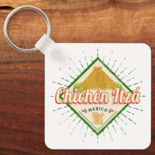 Chichen Itza Mexico Retro Mayan Vintage Yucatan Keychain