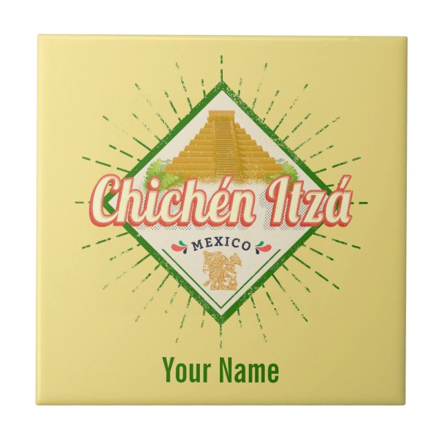 Chichen Itza Mexico Retro Mayan Vintage Yucatan Tile (Front)