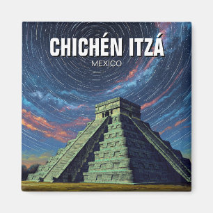 Chichen Itza Mexico Travel Night Stars Magnet