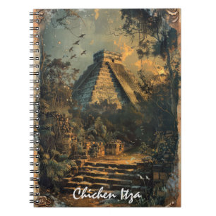 Chichen Itza Mexico Vintage Travel Artwork Notebook