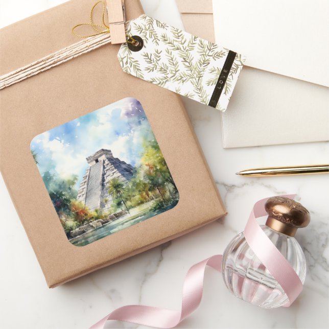 Chichen Itza Square Sticker (Gifting)