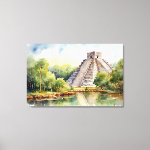 Chichen Itza, Stretched Canvas Print