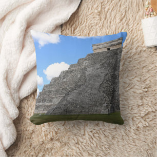 Chichen Itza Temple of Kukulcan south-west View Throw Pillow