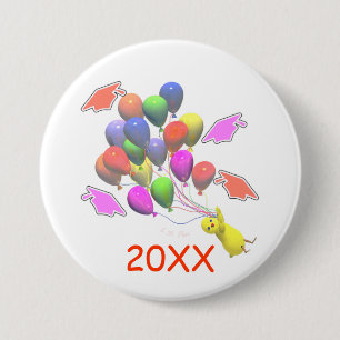 Chick and Balloons Kindergarten Graduation 3 Inch Round Button