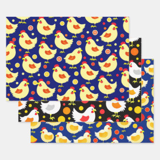 Chick and Chicken Pattern Wrapping Paper Sheets