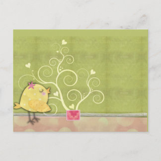 Chick and flower heart tree baby shower invitation postcard