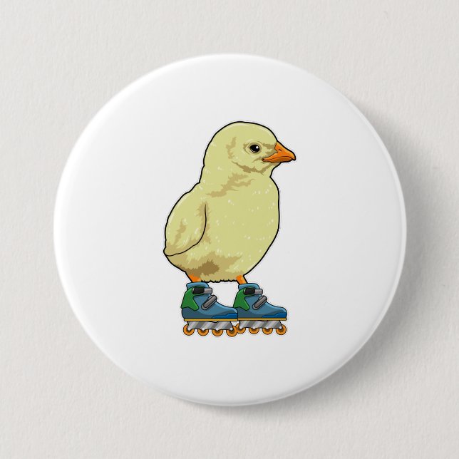 Chick as Inline skater with Inline skates 3 Inch Round Button (Front)