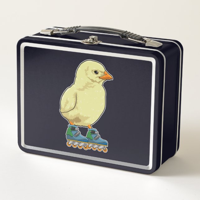 Chick as Inline skater with Inline skates Metal Lunch Box (Front)