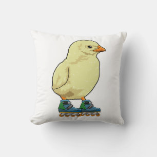 Chick as Inline skater with Inline skates Throw Pillow