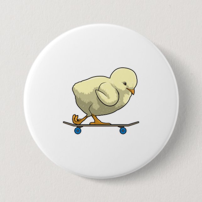 Chick as Skater with Skateboard 3 Inch Round Button (Front)