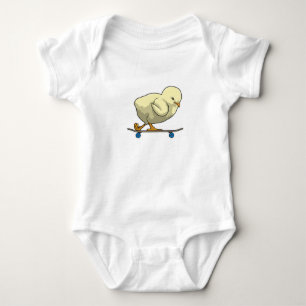 Chick as Skater with Skateboard Baby Bodysuit