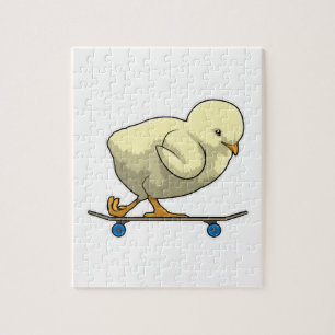 Chick as Skater with Skateboard Jigsaw Puzzle