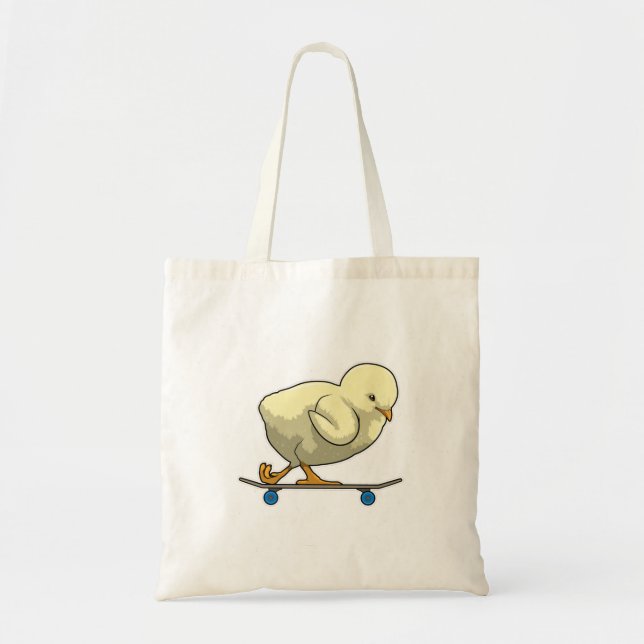Chick as Skater with Skateboard Tote Bag (Front)
