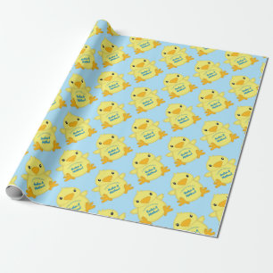 Chick Baby Shower Blue Wrapping Paper