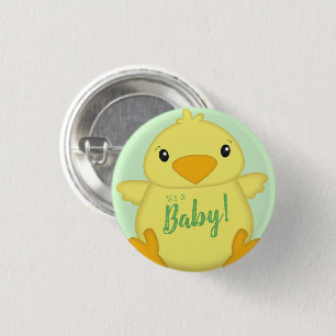 Chick Baby Shower Green 1 Inch Round Button