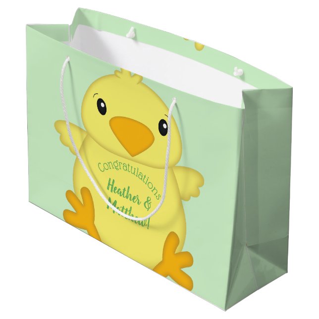 Chick Baby Shower Green Large Gift Bag (Back Angled)