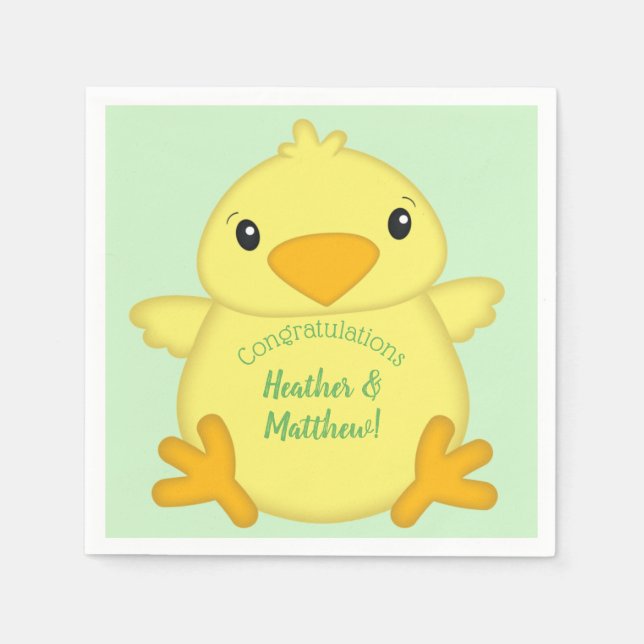 Chick Baby Shower Green Napkin (Front)