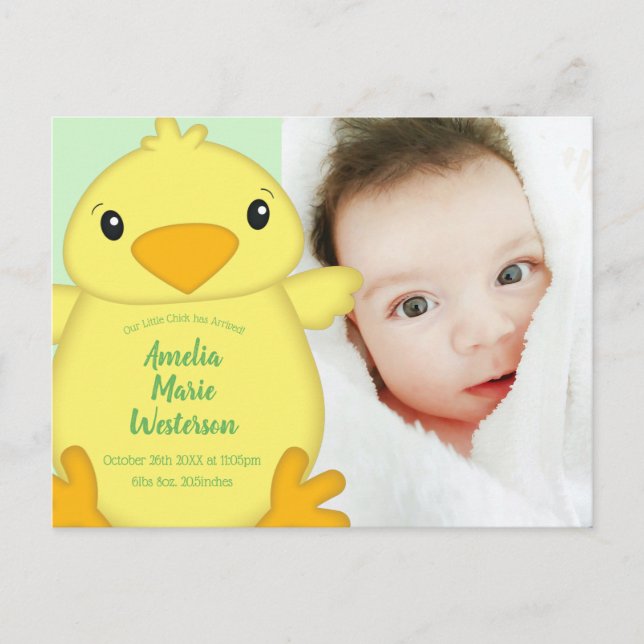Chick Baby Shower Green Postcard (Front)