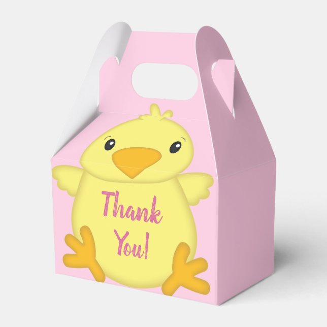 Chick Baby Shower Pink Favor Box (Front Side)