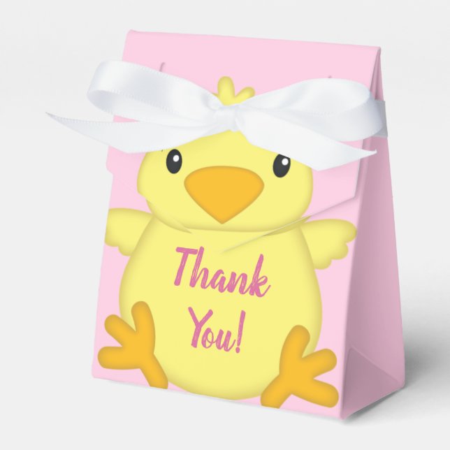 Chick Baby Shower Pink Favor Box (Front Side)