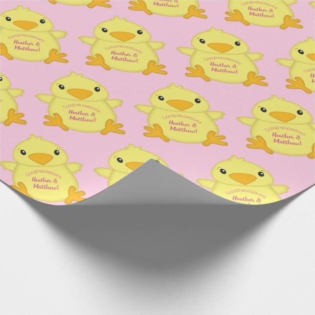 Chick Baby Shower Pink Wrapping Paper (Corner)