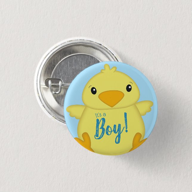 Chick Baby Shower Spring Blue 1 Inch Round Button (Front & Back)