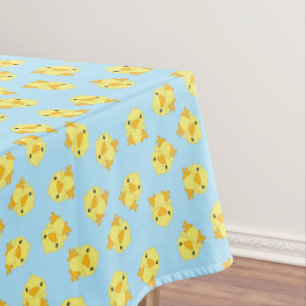 Chick Birthday Party Blue Tablecloth