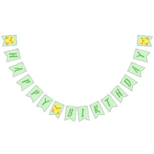 Chick Birthday Party Green Bunting Flags