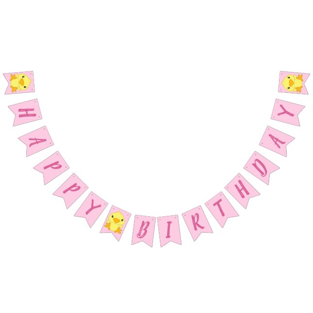 Chick Birthday Party Pink Bunting Flags (All)
