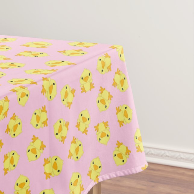 Chick Birthday Party Pink Tablecloth (In Situ)