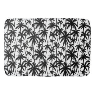 Chick Black + White Palm Tree Pattern Bath Mat