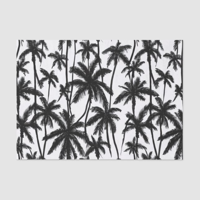 Chick Black + White Palm Tree Pattern Tissue Paper (Front)