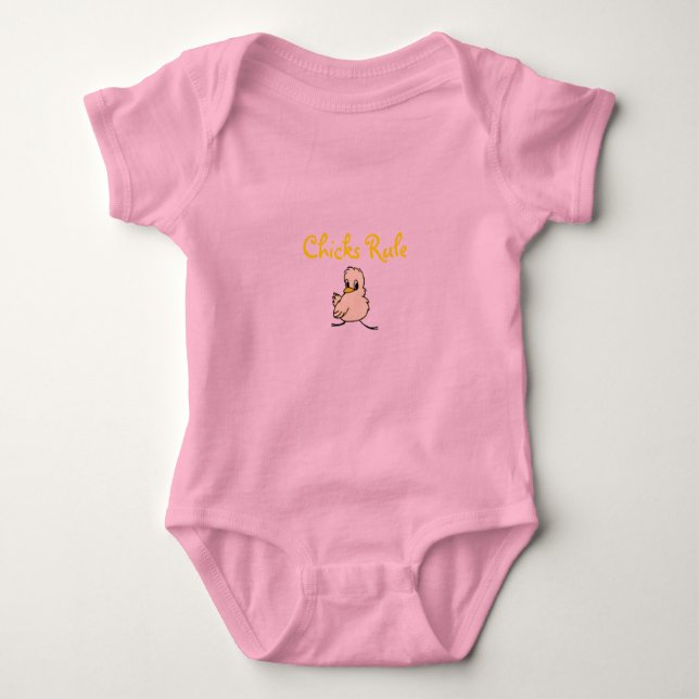 chick, Chicks Rule Baby Bodysuit (Front)