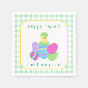 Chick Colored Eggs Happy Easter Napkin