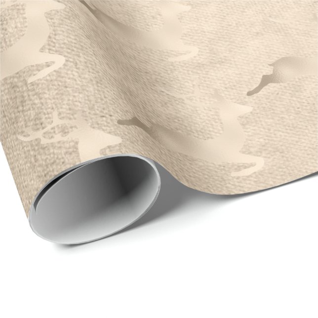 Chick Copper Rose Gold Christmas reindeer pattern Wrapping Paper (Roll Corner)