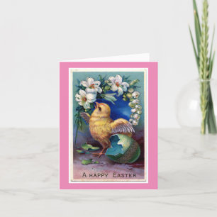 Chick de Pâques avec carte de fleurs