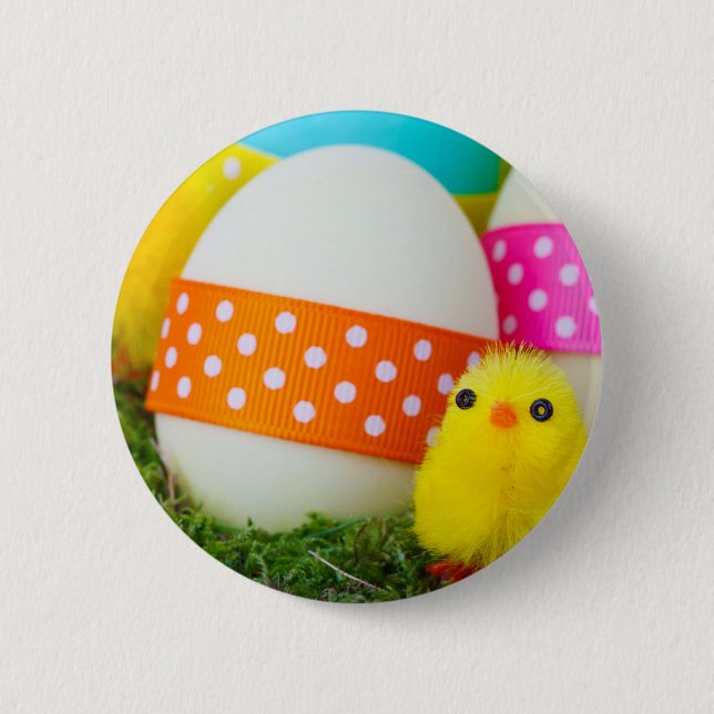 chick easter egg hunt 2 inch round button (Front)