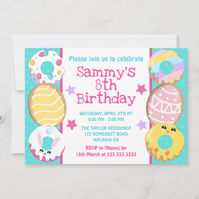 Chick Egg Bunny Easter Cookie Birthday Party Invitation (Front)