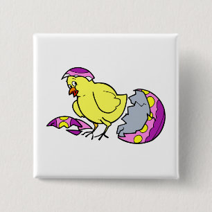 chick hatching purple yellow egg 2 inch square button
