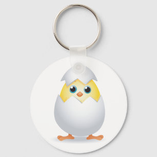 Chick Hatching Yellow Chicken Keychain