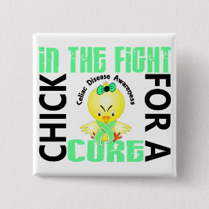 Chick In The Fight Celiac Disease 2 Inch Square Button