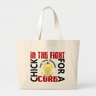 Chick In The Fight Lung Cancer Large Tote Bag