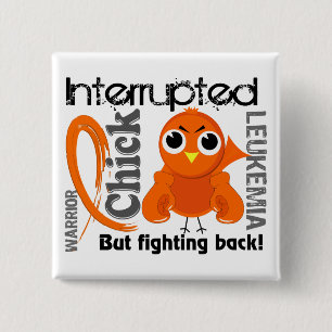 Chick Interrupted 3 Leukaemia 2 Inch Square Button